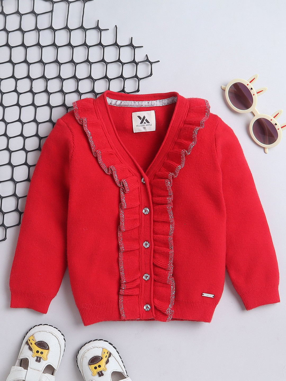 Yellow Apple Girls Woollen Sweater Vest