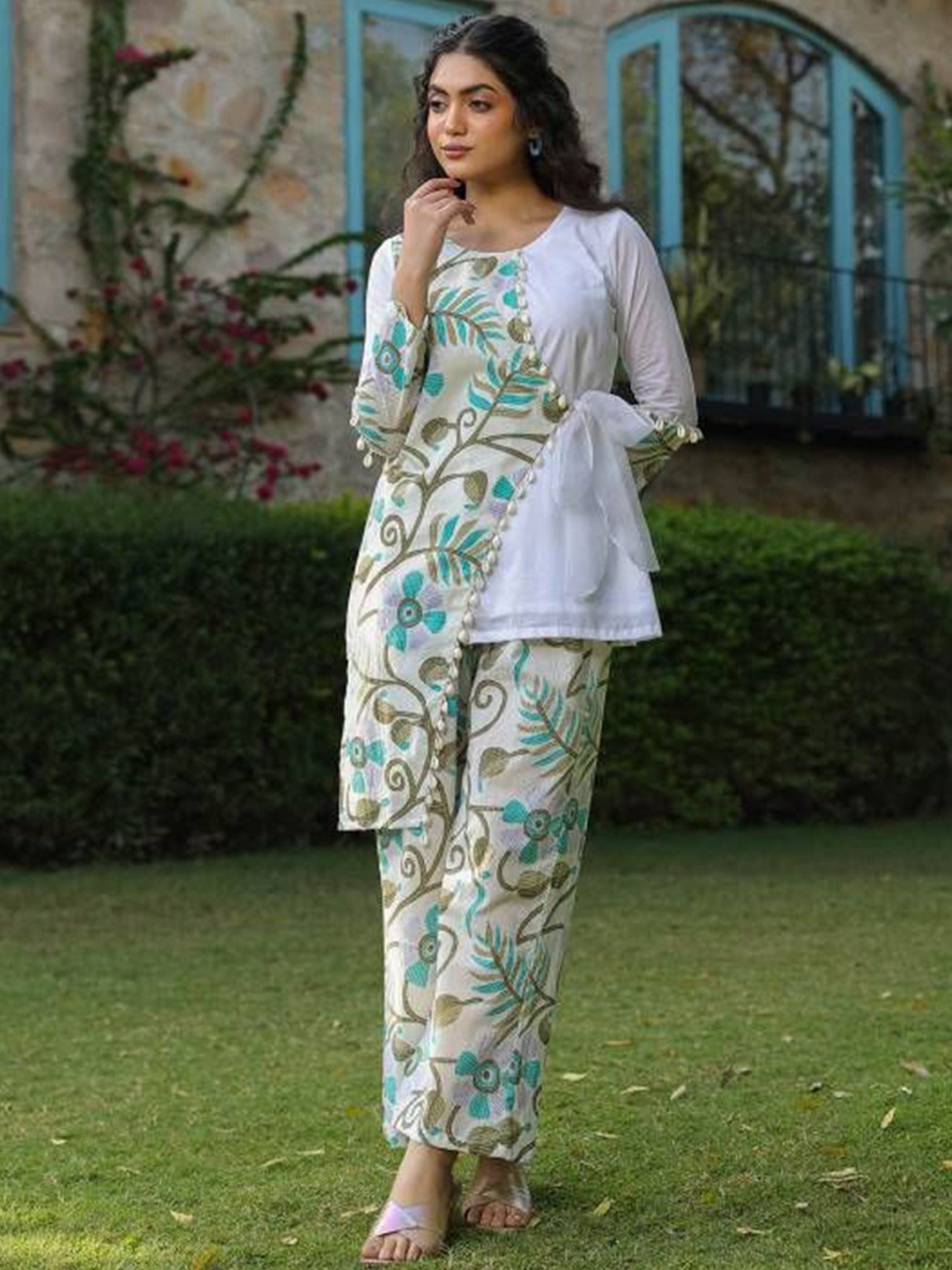 Anastay Clothing Round Neck Printed Pure Cotton Top With Trouser