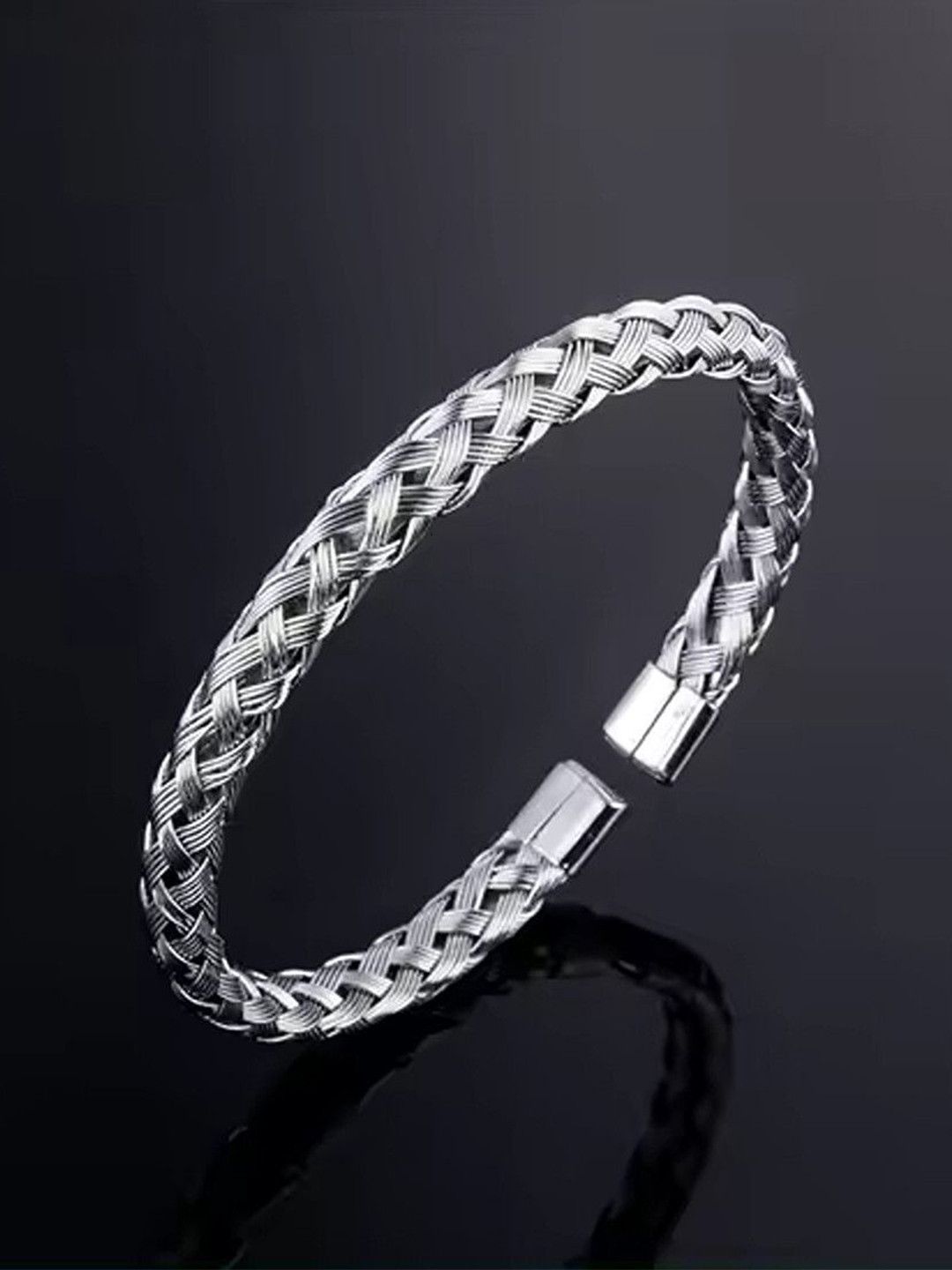 Lila Unisex Stainless Steel Oxidised Wraparound Hip Hop Style Bracelet