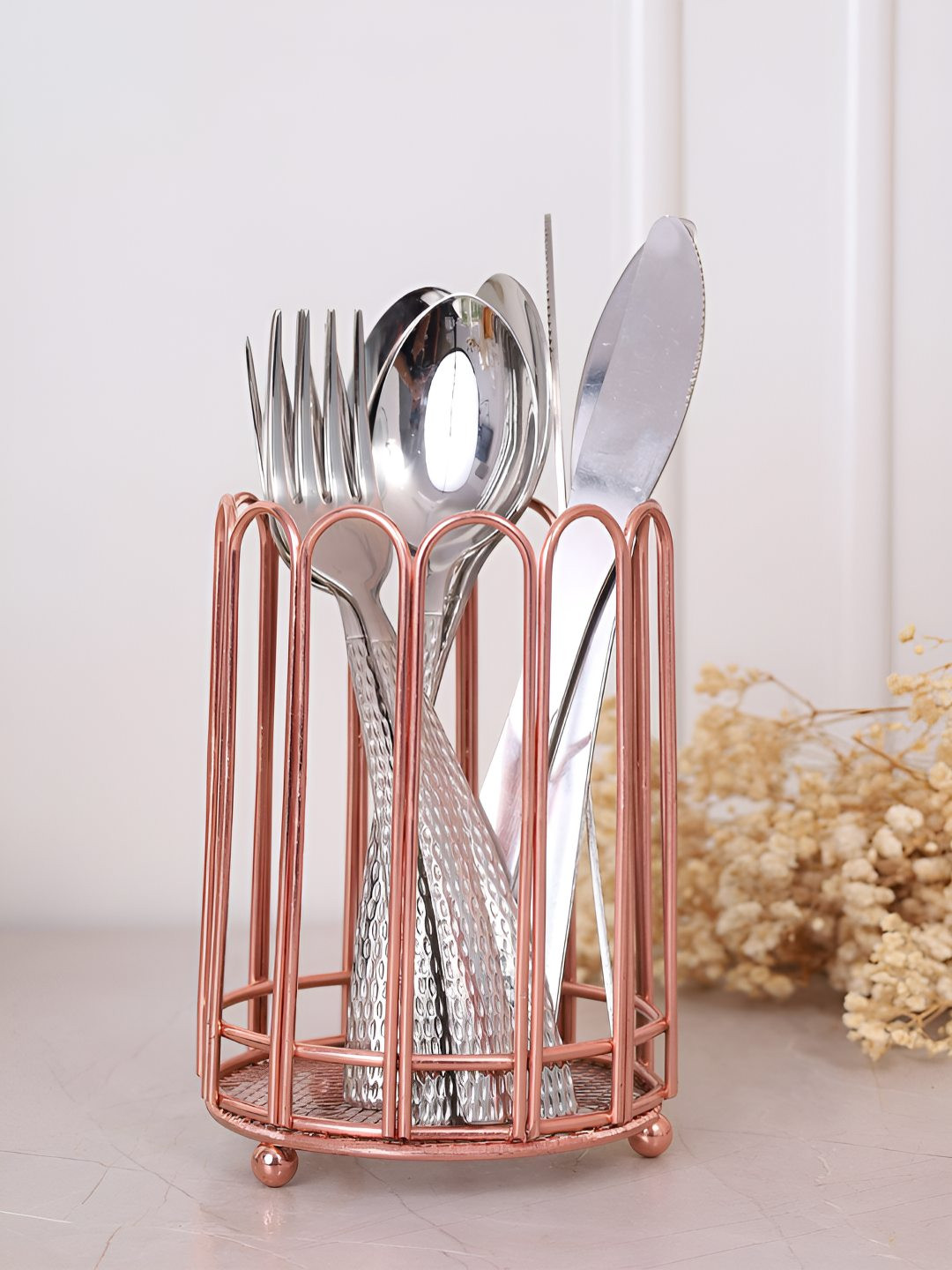 HOME 360 Rose Gold Stainless Steel Cutlery Holder