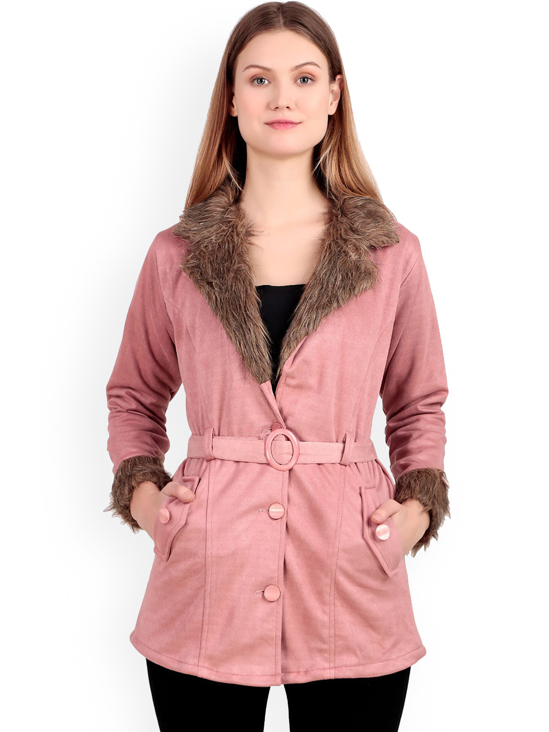 FELLAMO Women Notched Lapel Single-Breasted Overcoat
