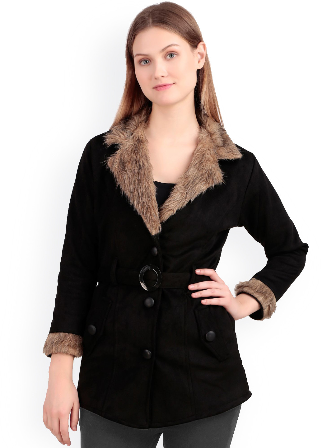 FELLAMO Women Notched Lapel Single-Breasted Overcoat