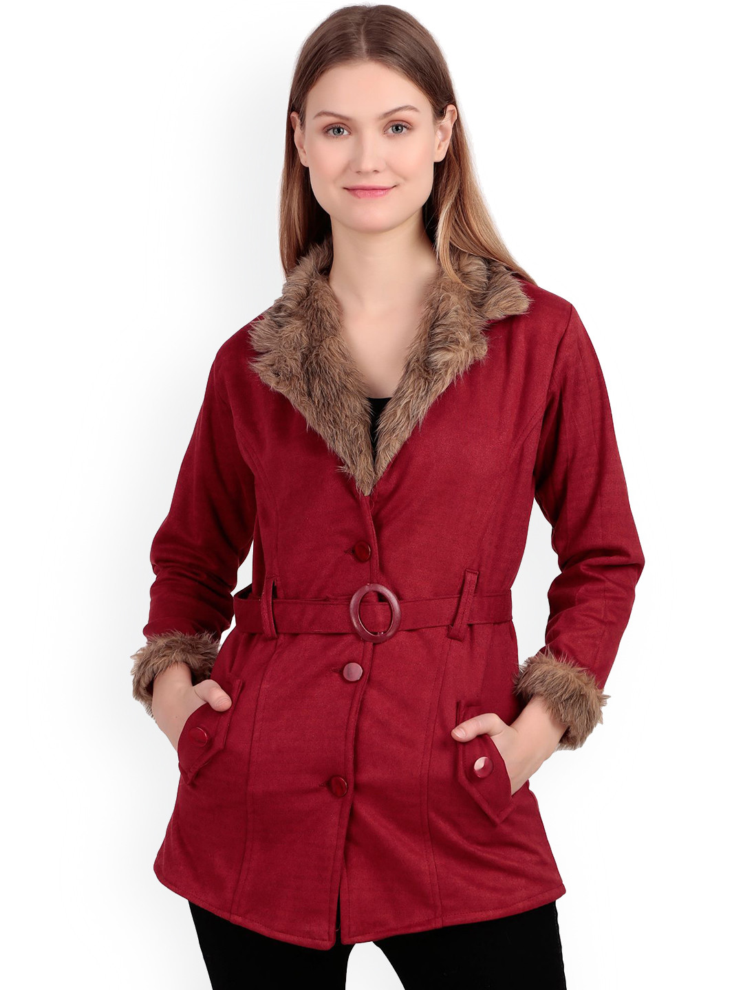 FELLAMO Women Notched Lapel Single-Breasted Overcoat