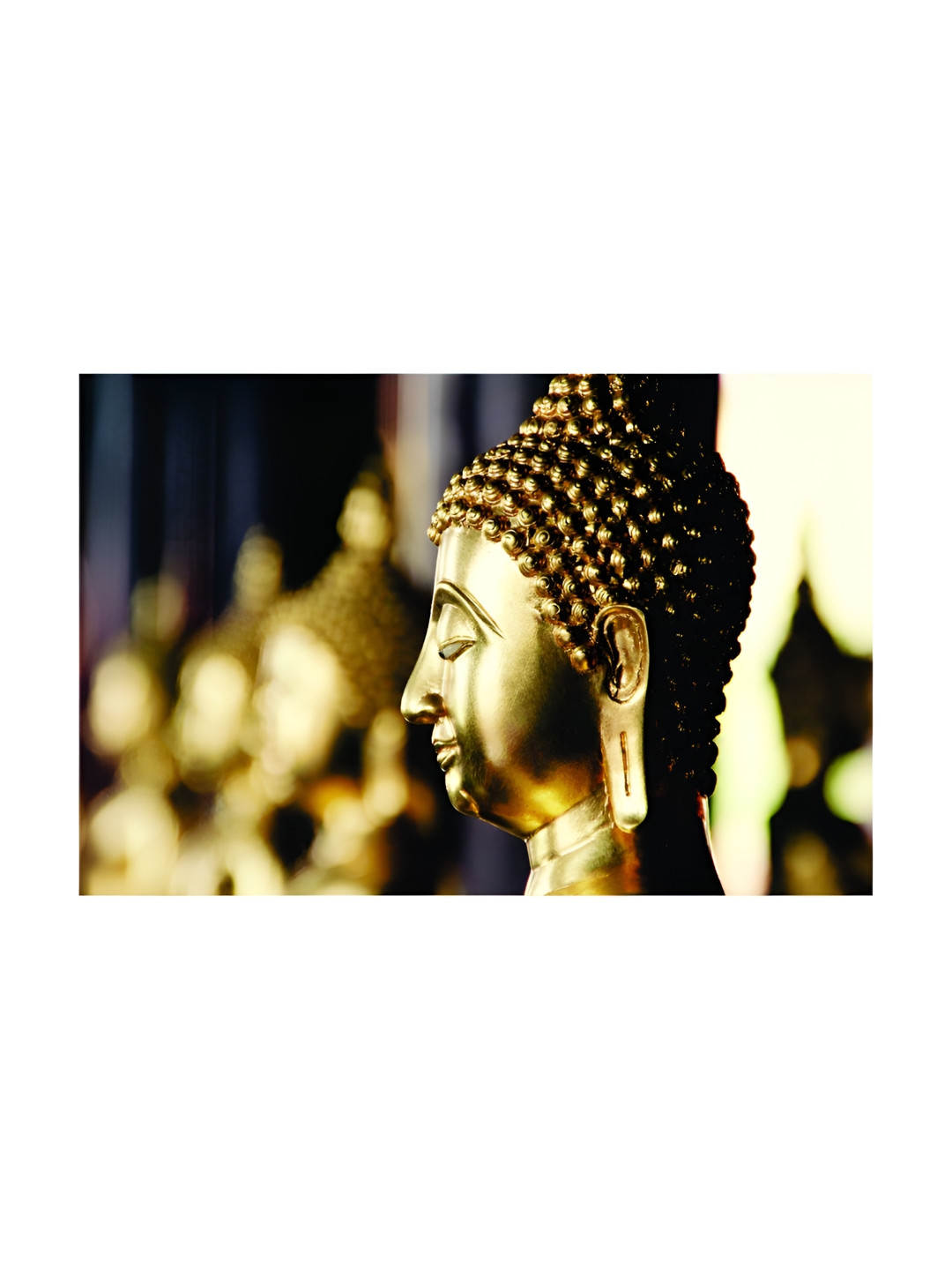 Inephos Gold-Toned & Black Lord Buddha Printed Canvas Unframed Wall Painting