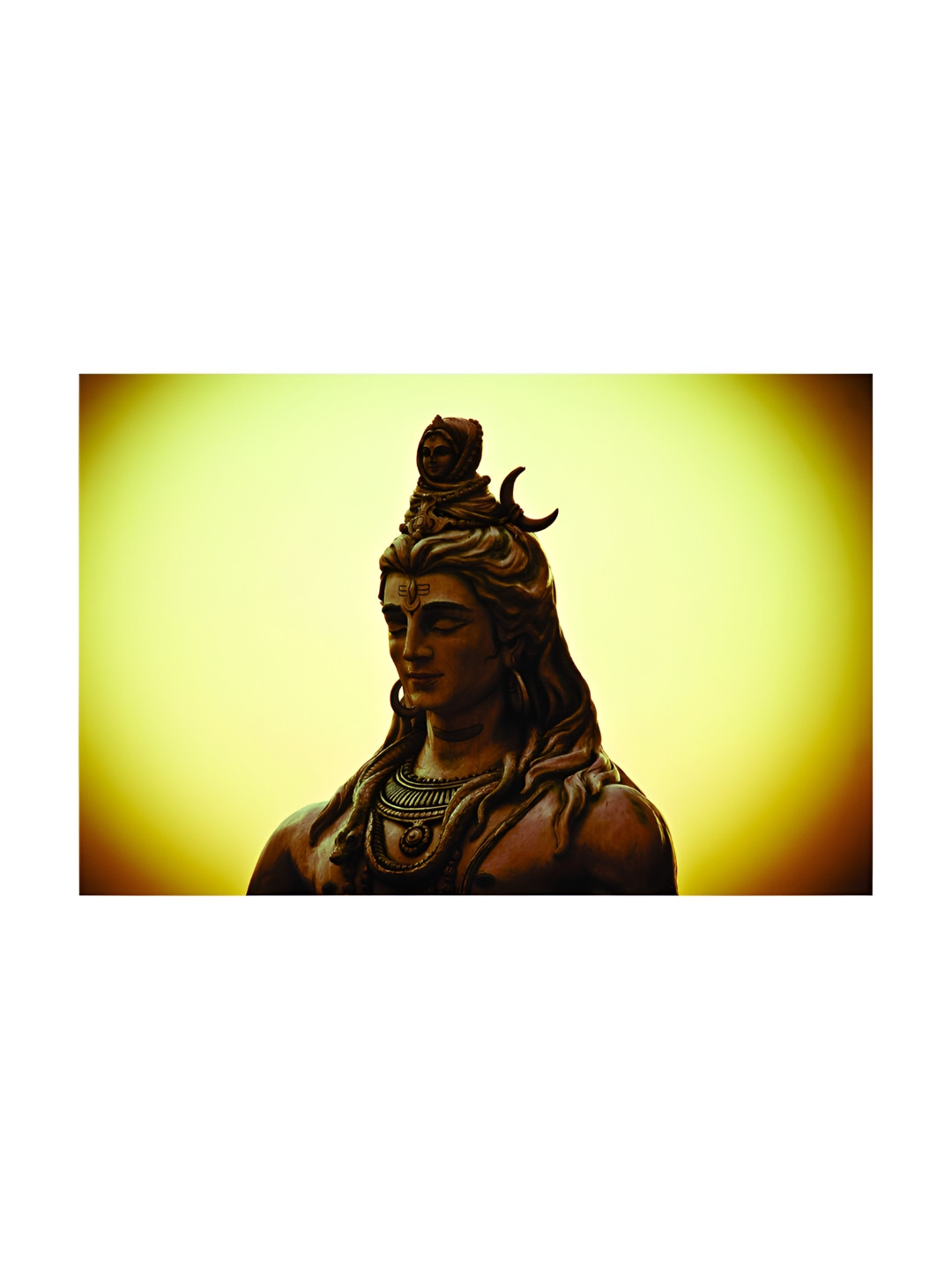 Inephos Brown & Yellow Lord Shiva Printed Canvas Wall Painting