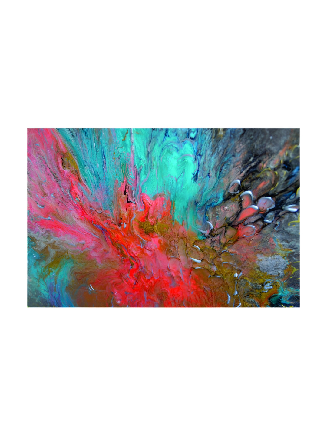 Inephos Pink and Green Canvas Abstract Art Unframed Wall Painting