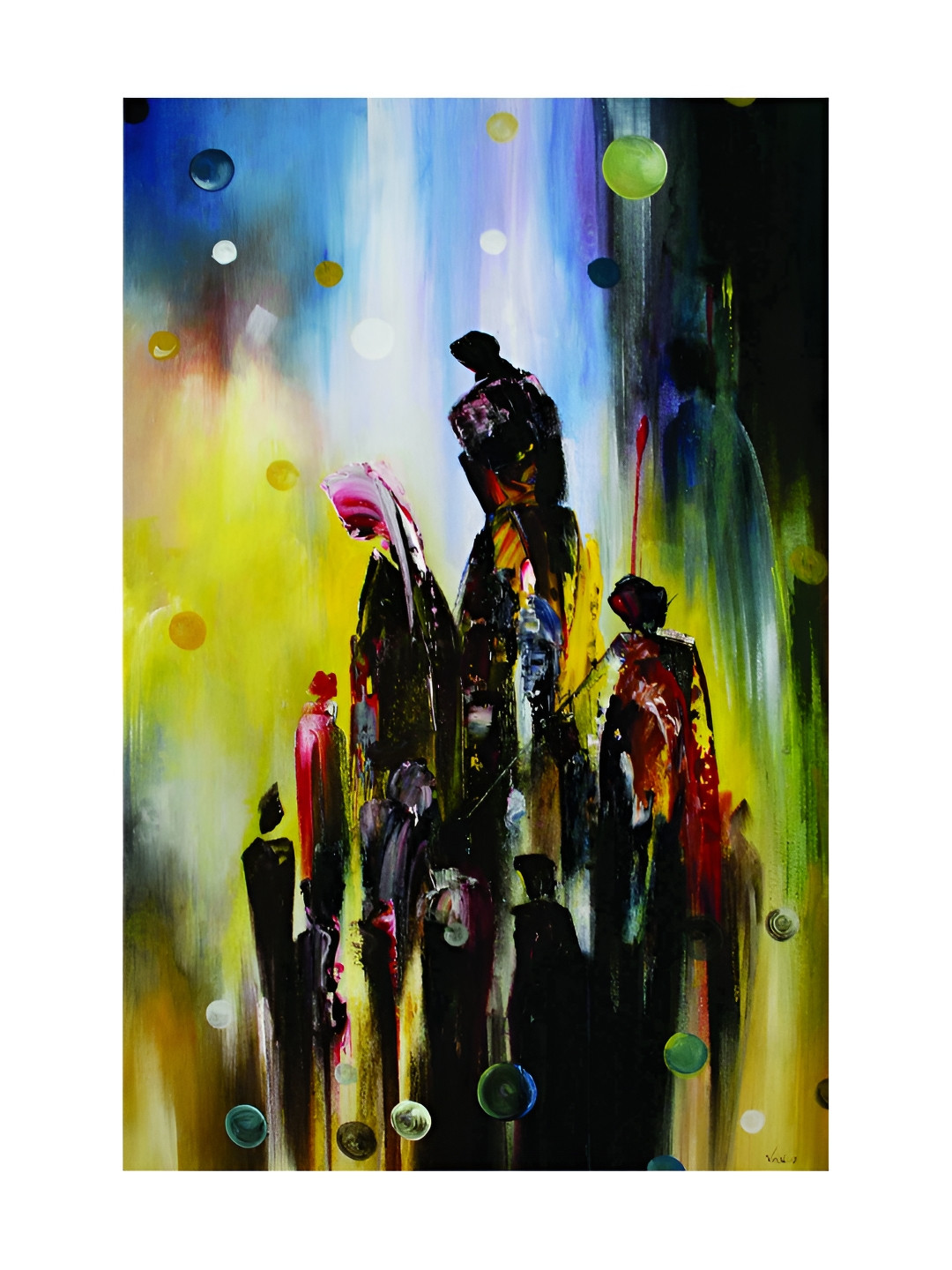 Inephos Black & Yellow Canvas Beautiful Modern Abstract Unframed Wall Painting