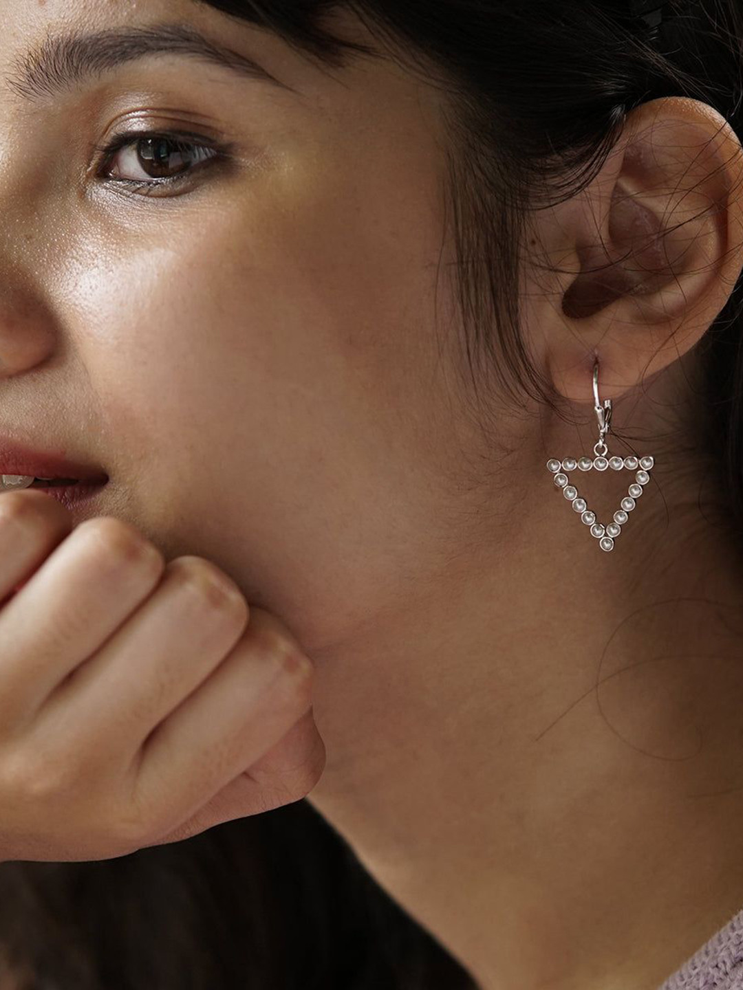 House of Aadyaa 925 Sterling Silver Beaded Classic Hoop Earrings