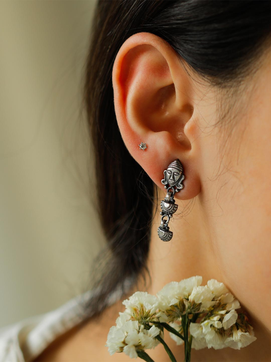 House of Aadyaa 925 Sterling Silver Classic Oxidised Drop Earrings