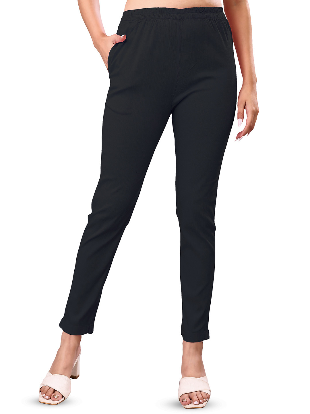 NEXSUS Women Easy Wash Mid-Rise Flat-Front Cigarette Trousers