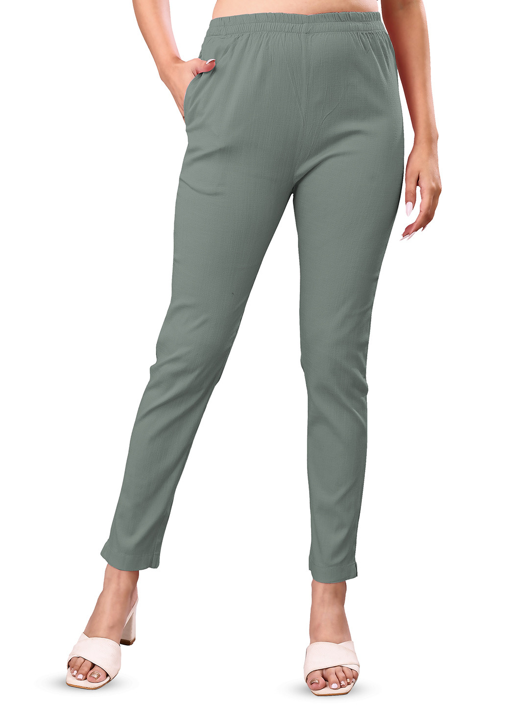 NEXSUS Women Easy Wash Slip On Cigarette Trousers