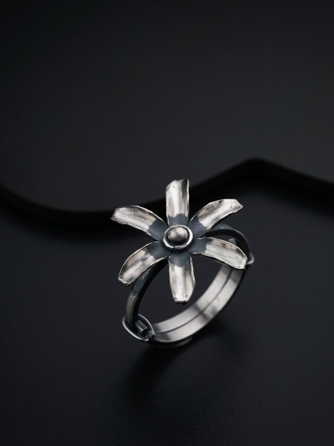 House of Aadyaa 925 sterling Silver Mini Gulbahaar Finger Ring