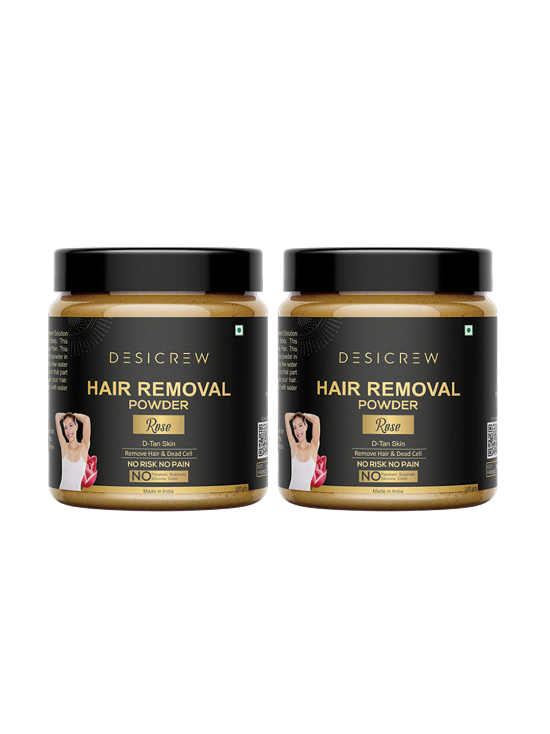 Desi Crew Set Of 2 Rose Hair Removal Powder - 100 g Each
