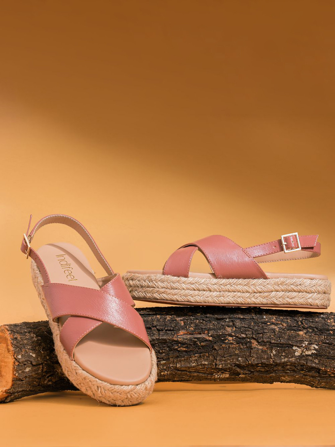 Indifeet Women Textured Open Toe Espadrilles Platform Heel Sandals with Buckle