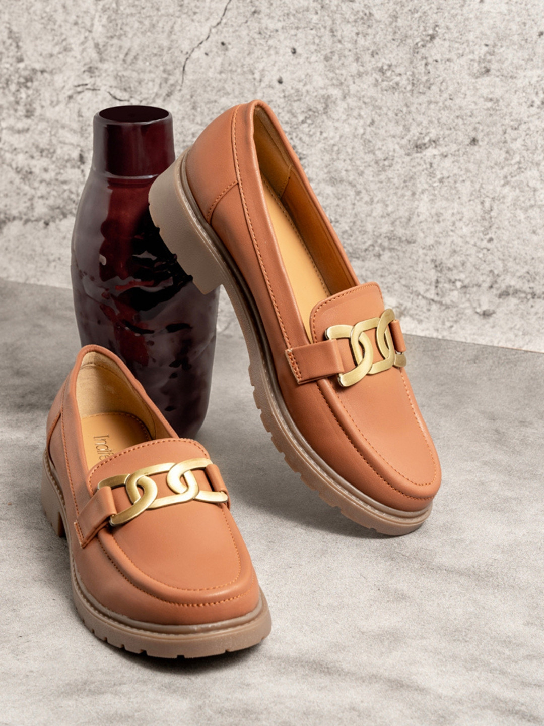 Indifeet Women Chunky Platform Loafer Shoes