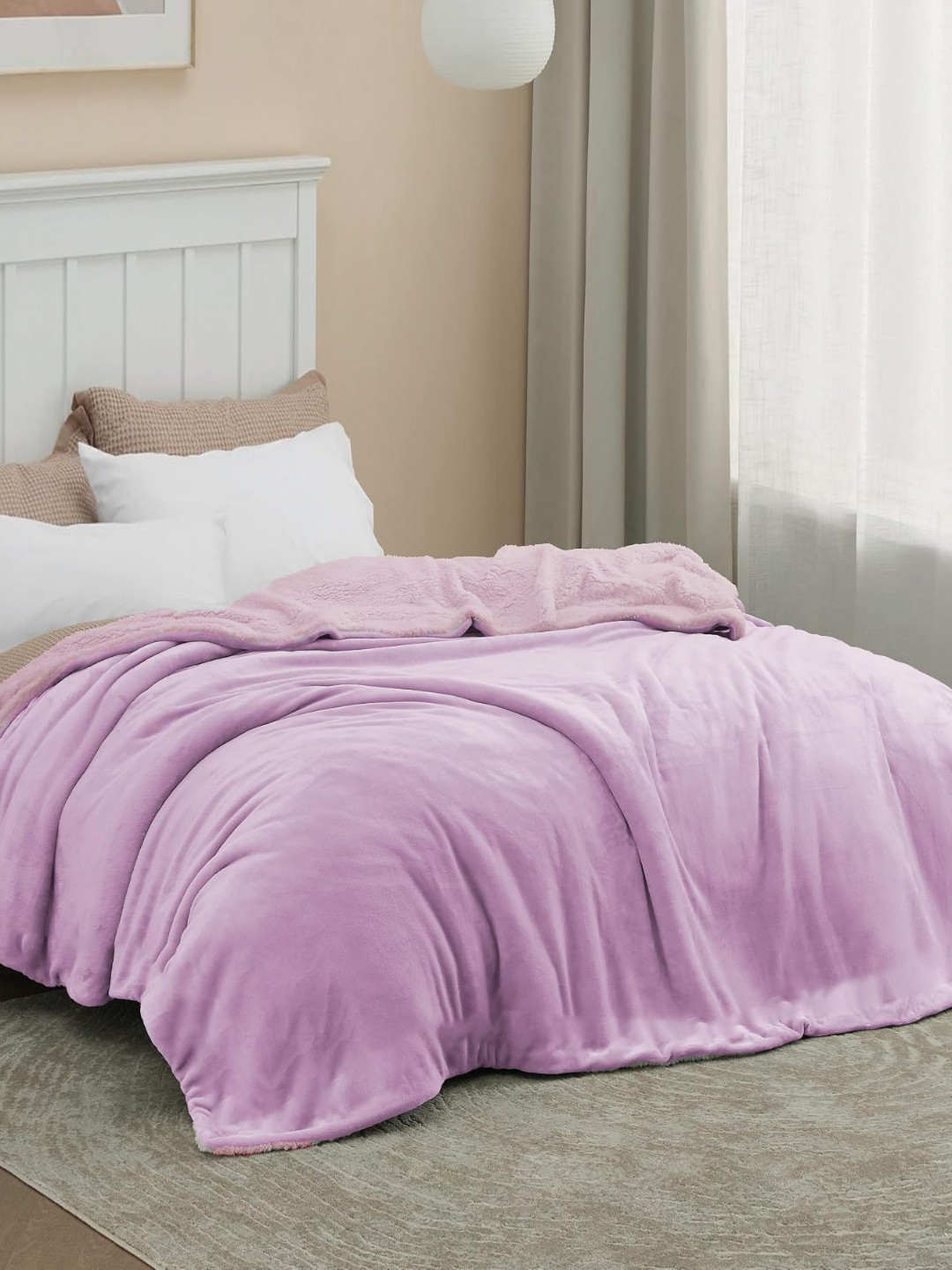 THE little BIG STORE Lavender Fleece AC Room 500 GSM Flannel & Sherpa Double Bed Dohar