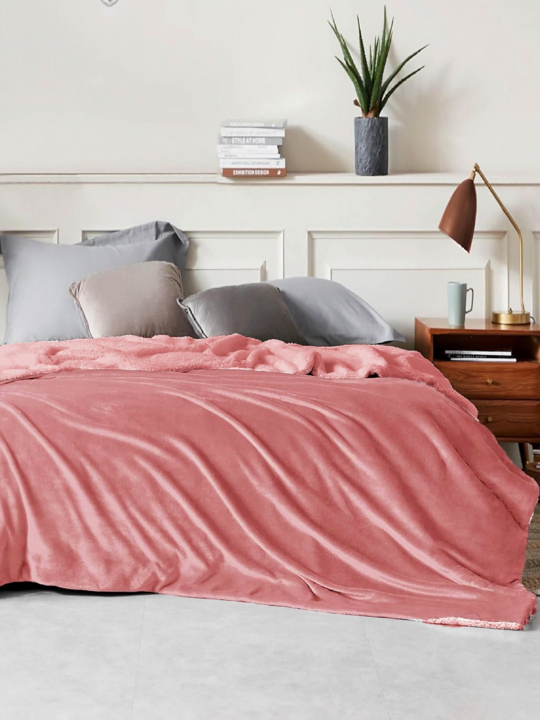 THE little BIG STORE Rust Fleece AC Room 500 GSM Flannel & Sherpa Reversible Bed Dohar