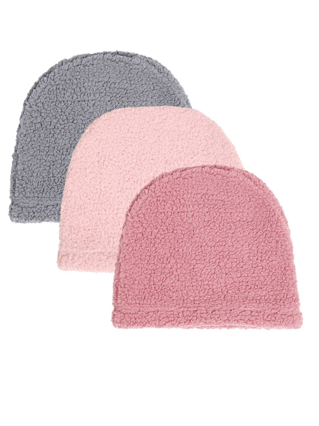 KLOTTHE Women Pack Of 3 Self Design Woolen Beanie Cap