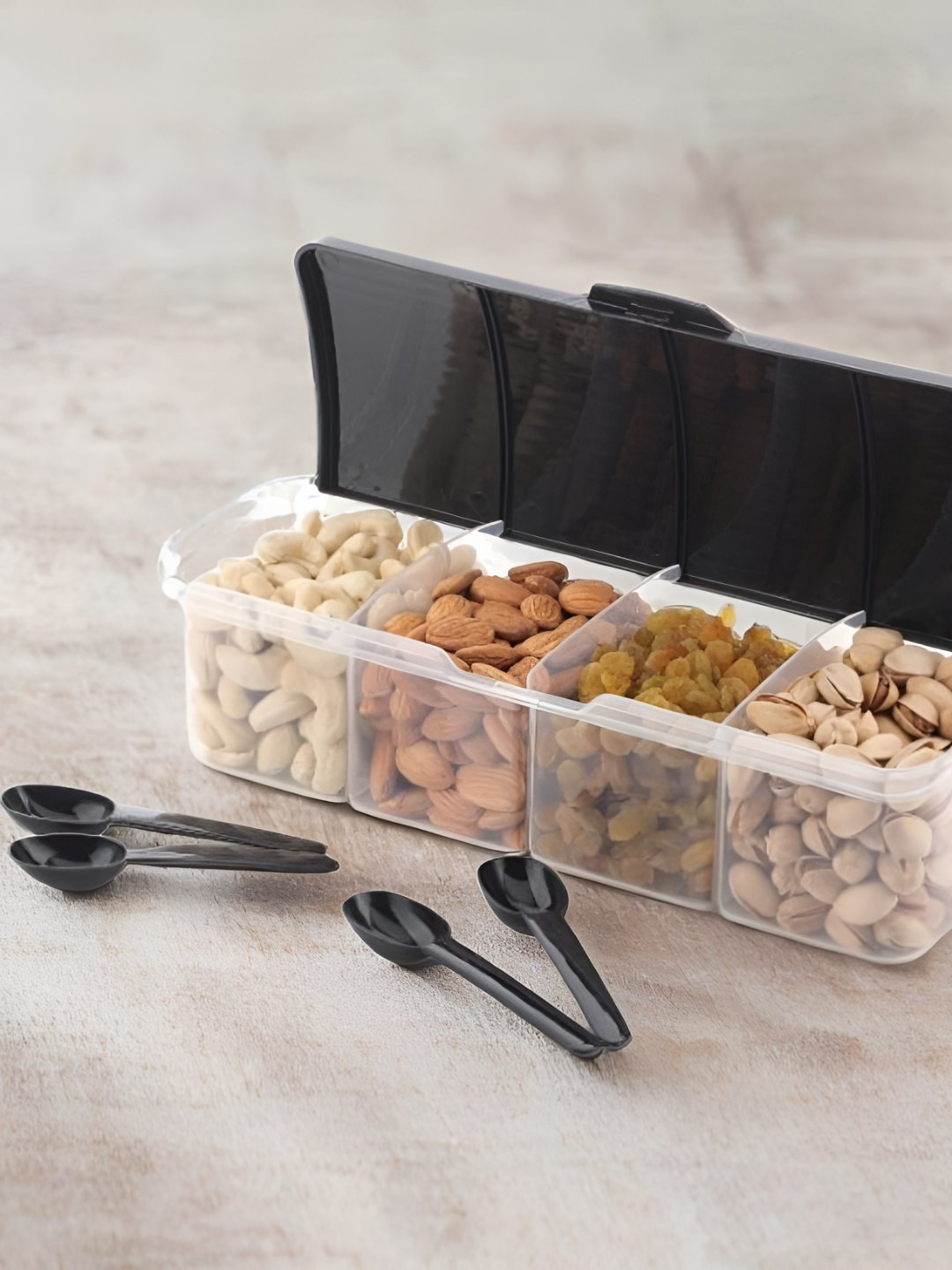 Metrolife Black Plastic Easy To Clean Flip Top Fridge Container-1.7L