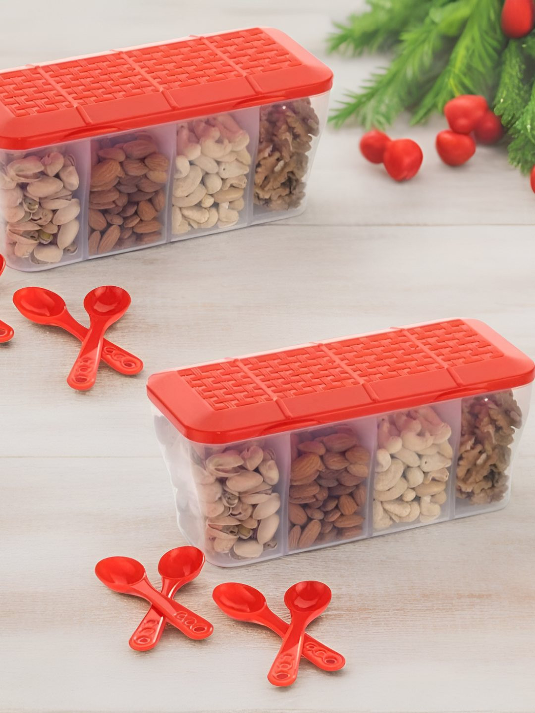 Metrolife Red Plastic Easy To Clean 2 Piece Flip Top Fridge Container-1.8L