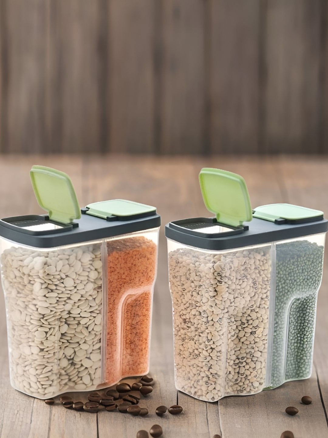 Metrolife Green Plastic Air Tight 2 Piece Flip Top Fridge Container-2.5L