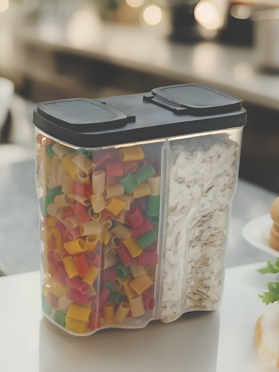 Metrolife Space Saver Black Plastic Air Tight Flip Top Fridge Container-2.5L