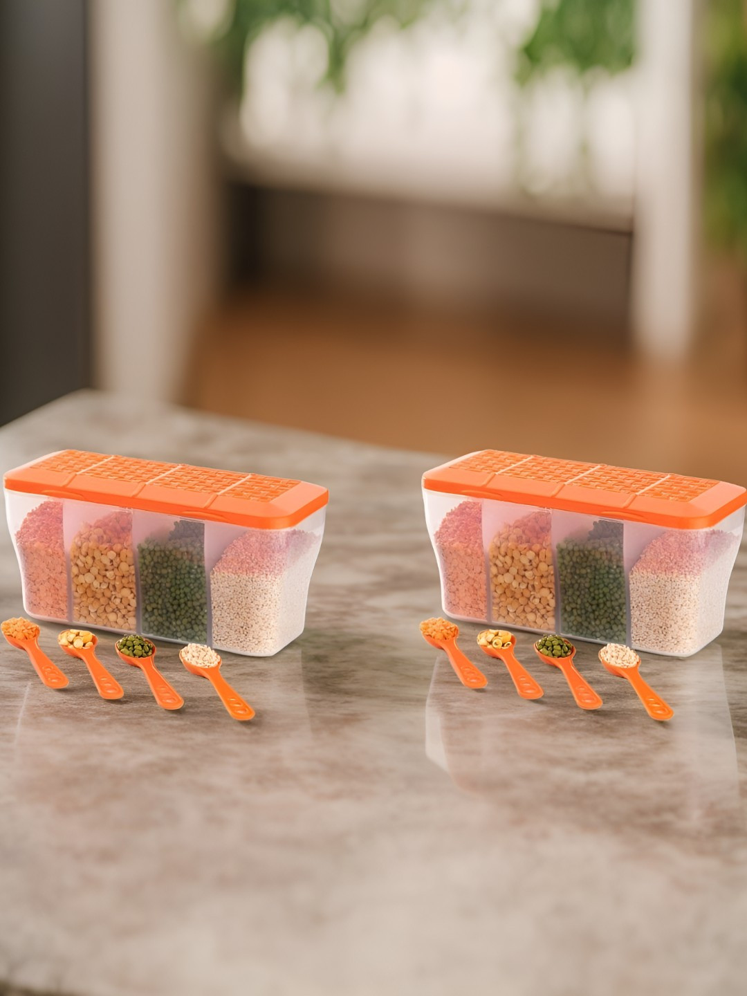 Metrolife Orange Plastic Easy To Clean 2 Piece Flip Top Fridge Container-1.8L