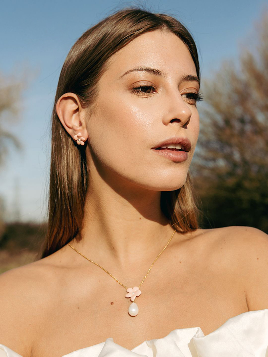 Sahi London Brass Gold-Plated Flower Enamelled Necklace