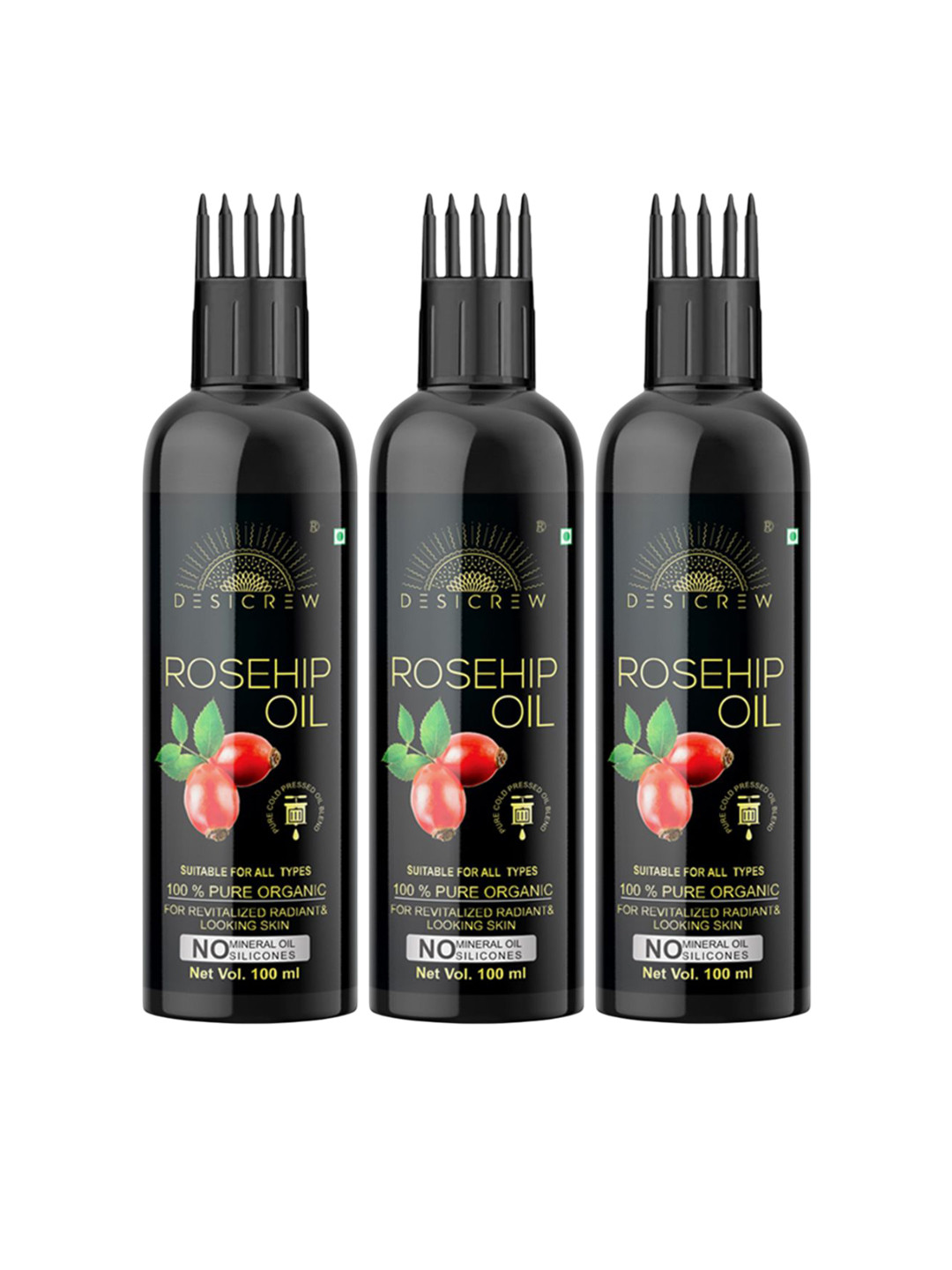 Desi Crew Set Of 3 100% Pure & Organic Rosehip Oil - 100 ml Each