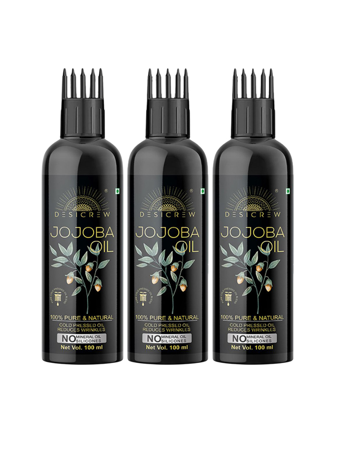 Desi Crew Set Of 3 100% Pure & Natural Jojoba Massage Oil  100ml Each