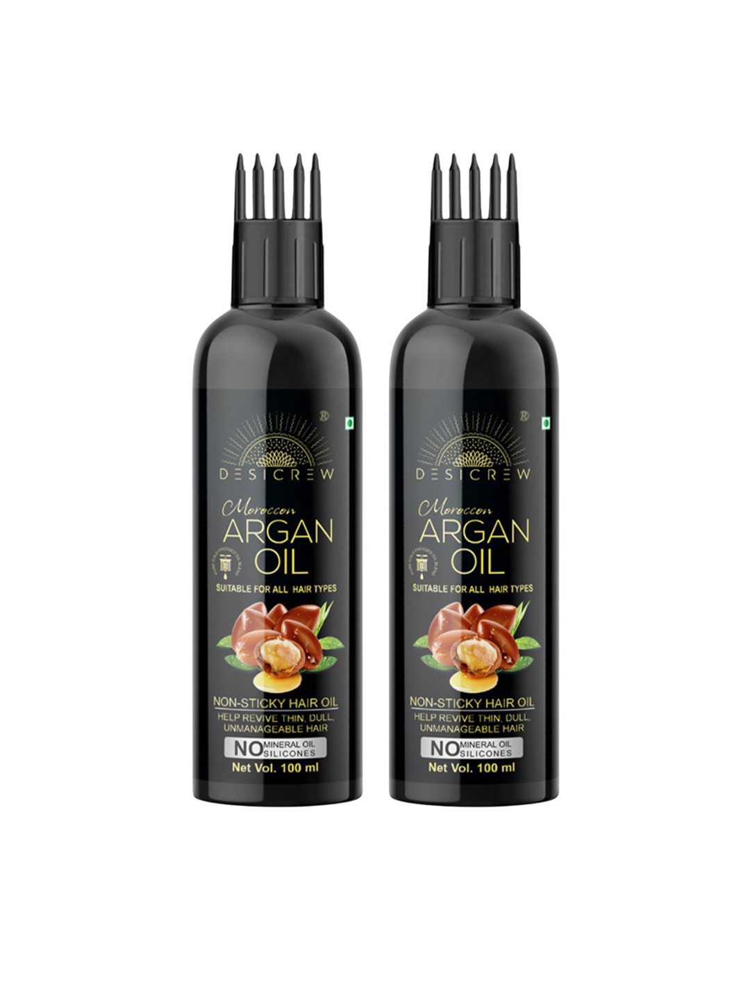 Desi Crew Set Of 2 100% Pure & Natural Moroccan Argan Hair Oil - 100 ml Each