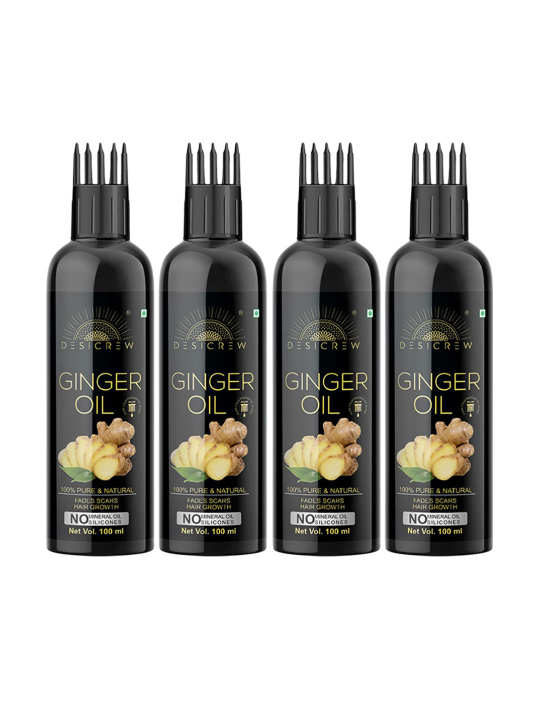 Desi Crew Set Of 4 100% Pure & Natural Ginger Oil- 100 ml Each