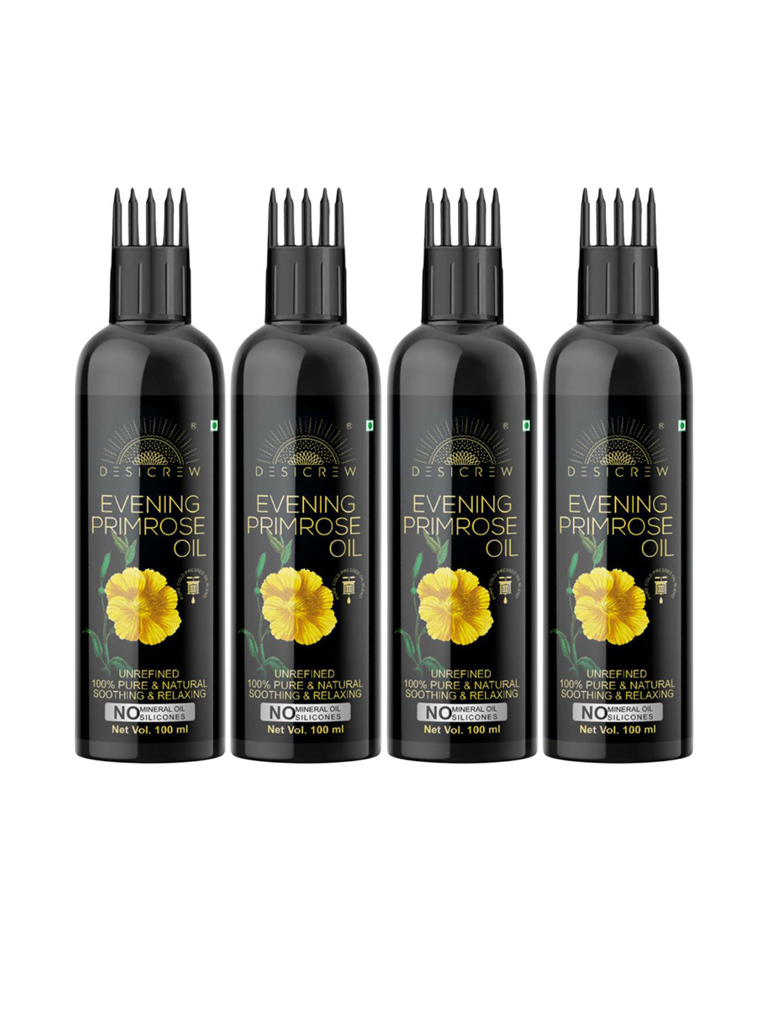 Desi Crew Set Of 4 Pure Evening Primrose Massage Oil - 100 ml Each