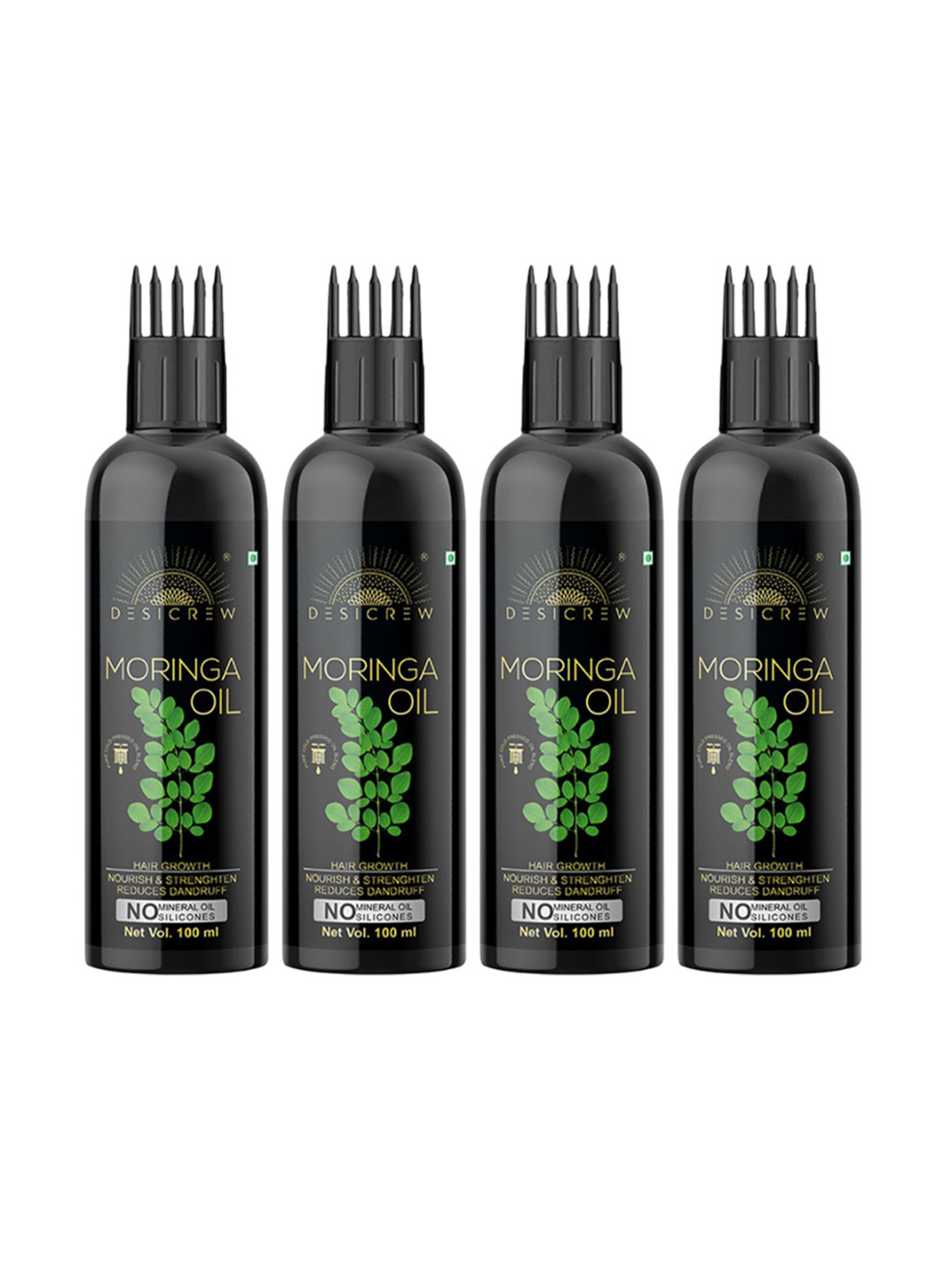 Desi Crew Set Of 4 100% Pure & Natural Moringa Oil For Hair & Skin - 100 ml Each