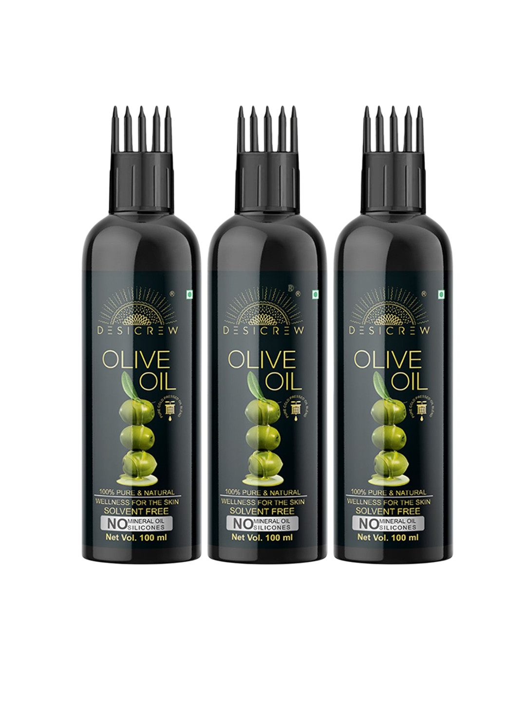 Desi Crew Set Of 3 Olive Massage Oil - 100 ml Each