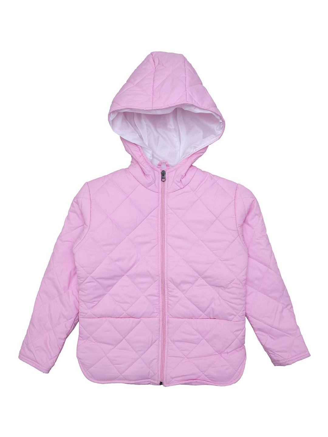 White Snow Girls Hooded Solid Casual Quilted Jacket