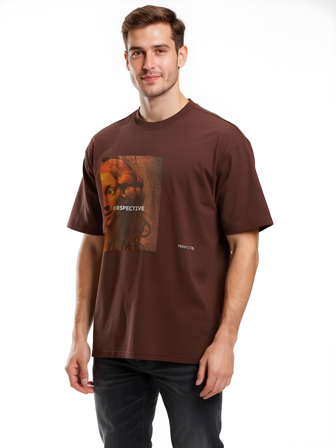 glitchez Oversized Fit Graphic Printed T-shirt