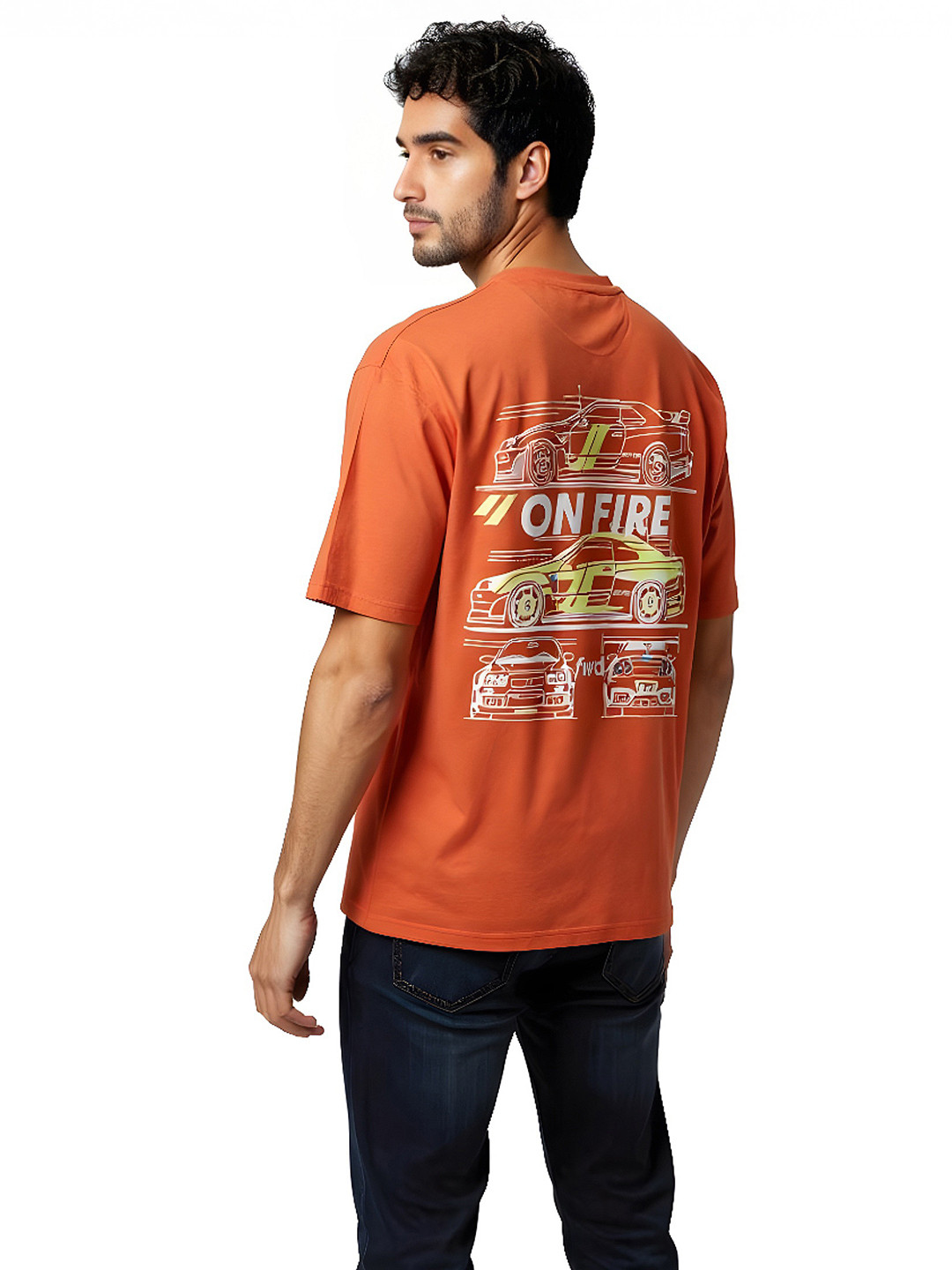 Orange Relaxed Fit Typography T-shirt
