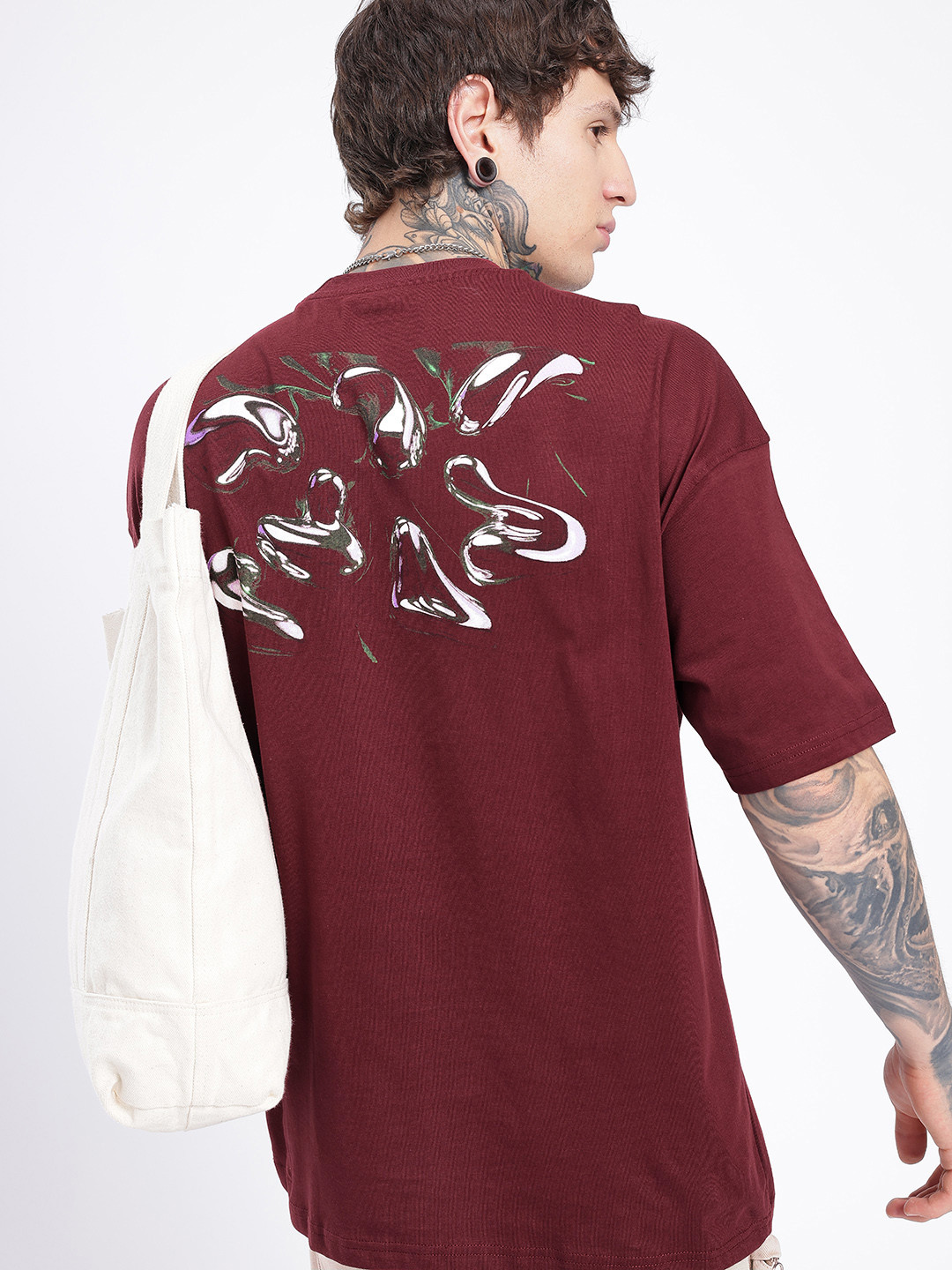 glitchez Abstract Printed Super Oversized T-shirt