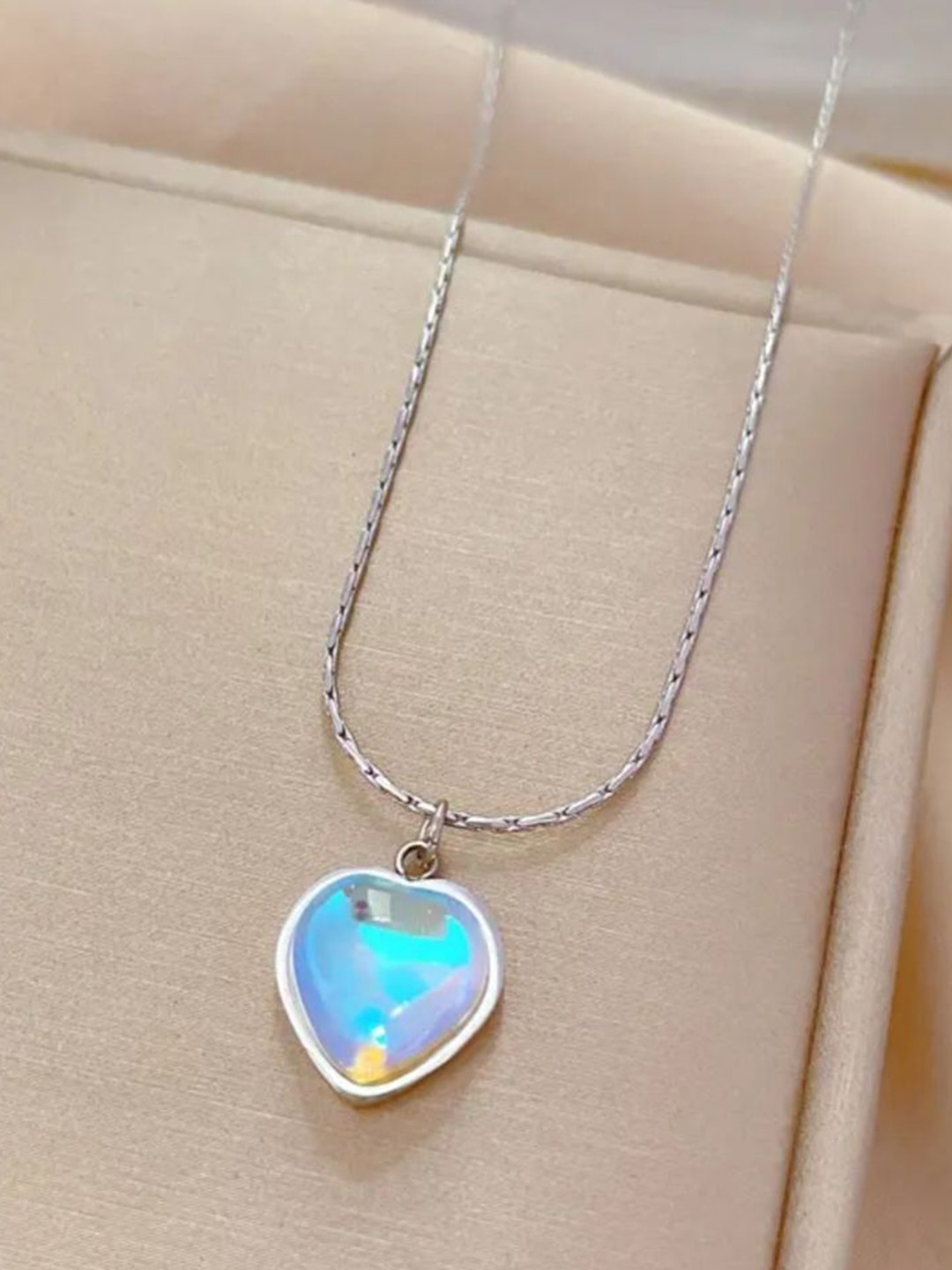 V FASHION JEWELLERY Sterling Silver-Plated CZ Stone Studded Pendant with Chains
