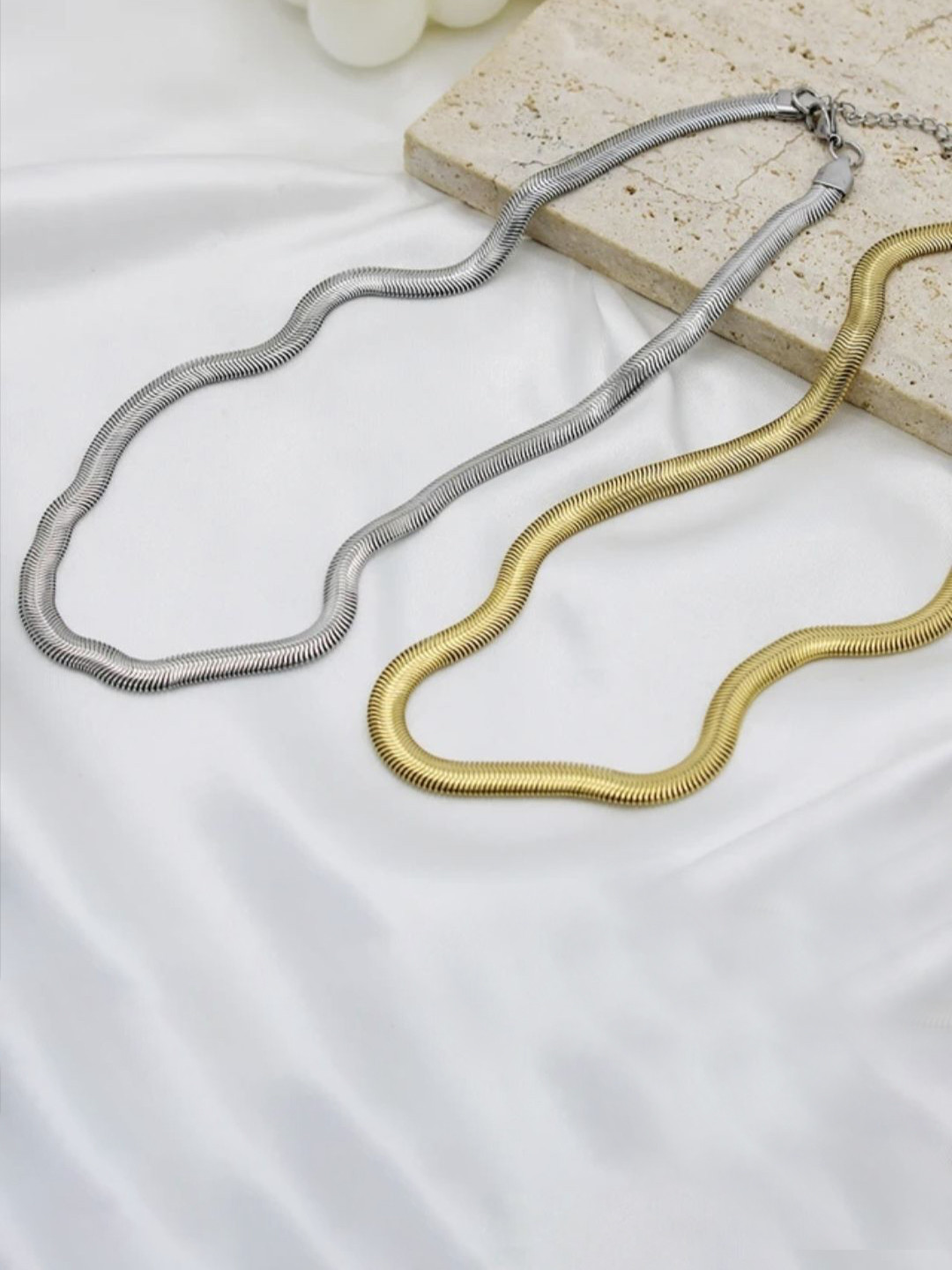 V FASHION JEWELLERY Unisex Set Of 2 Stainless Steel Gold-Plated Sterling Silver Chains