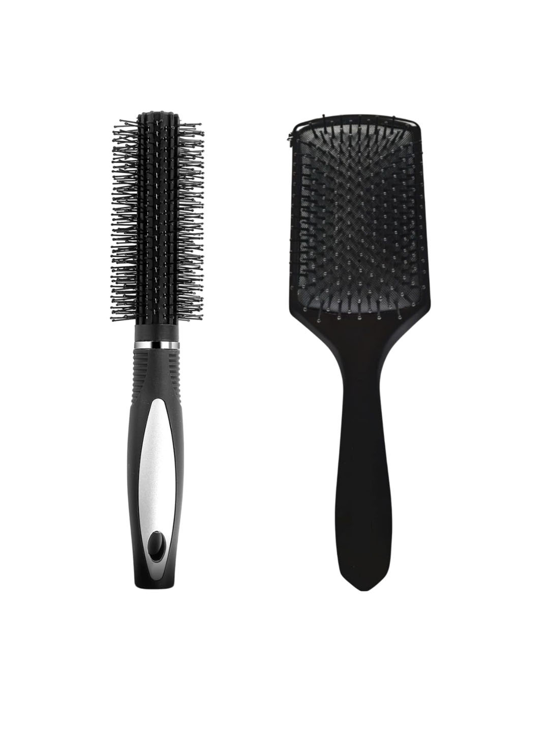 Low price Set of Premium Collection Paddle Hair Brush with Round Hair Brush - Black