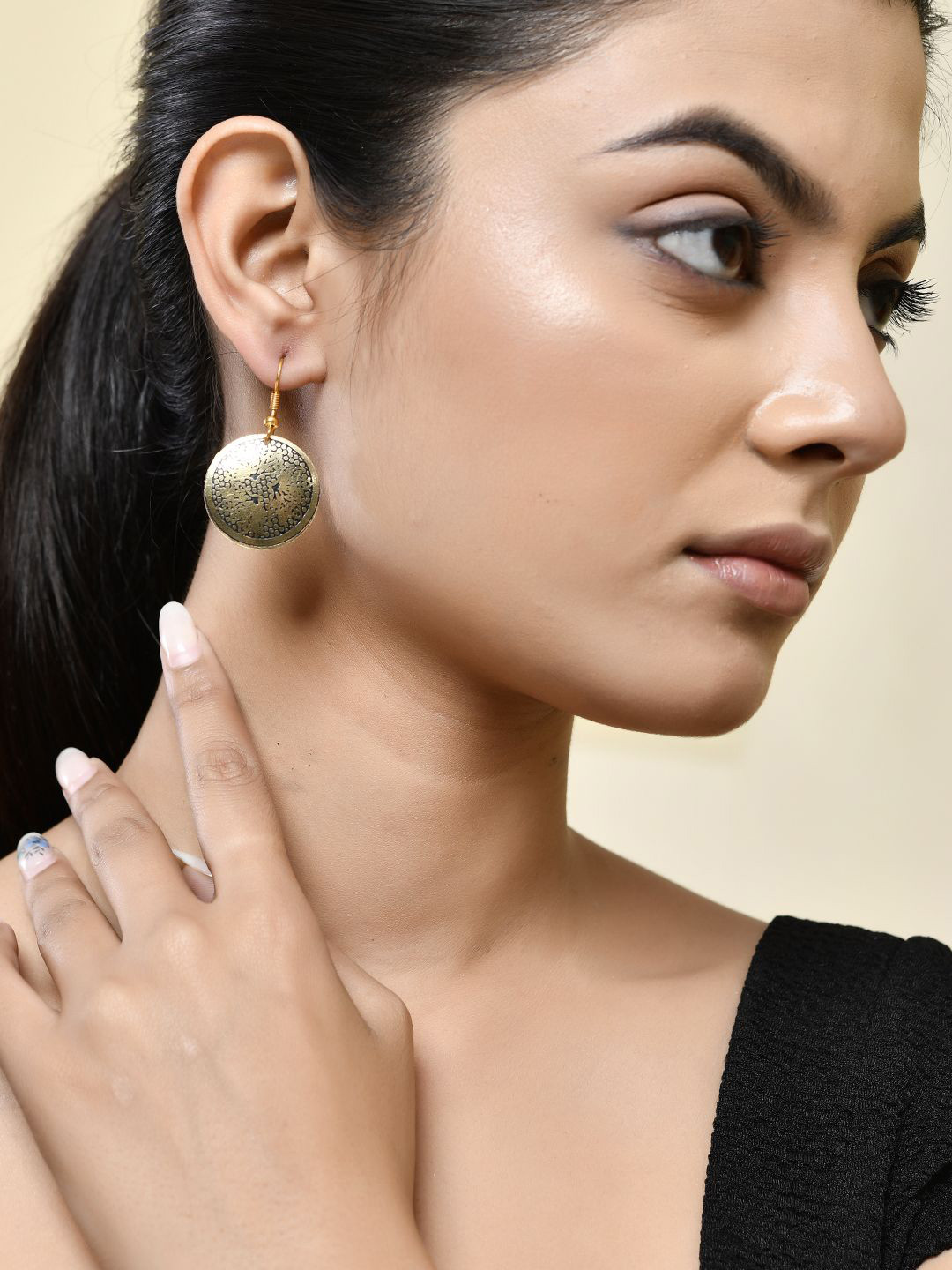 Silvermerc Designs Gold-Plated Filigree Circular Drop Earrings