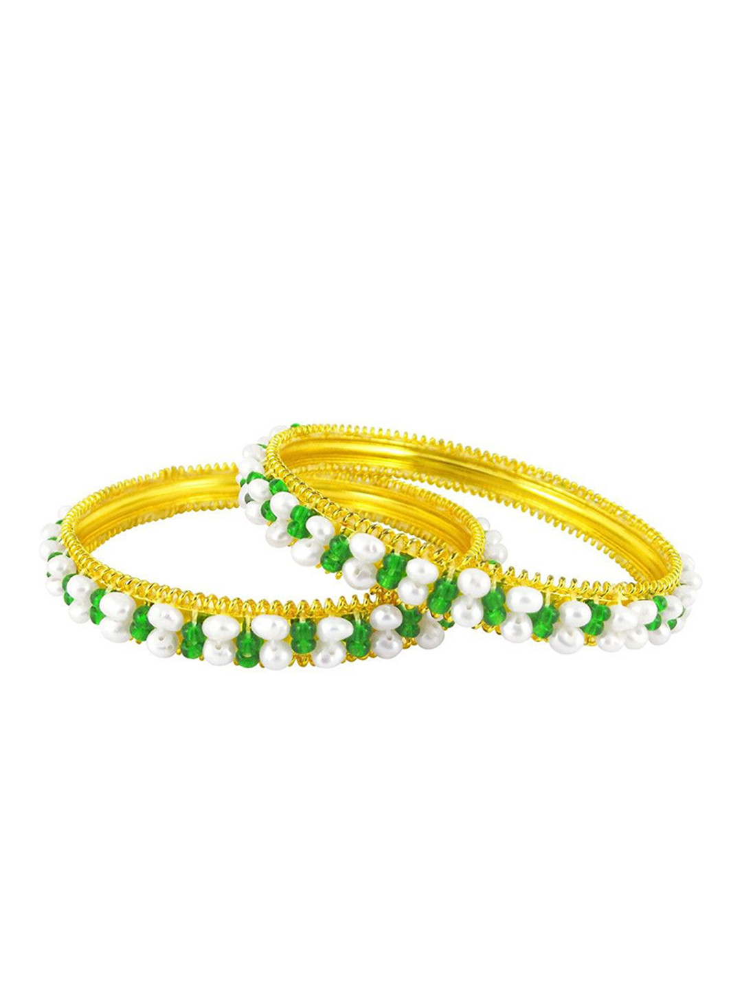 Sri Jagdamba Pearls Dealer Set Of 2 Gold-Plated Pearl Bangles