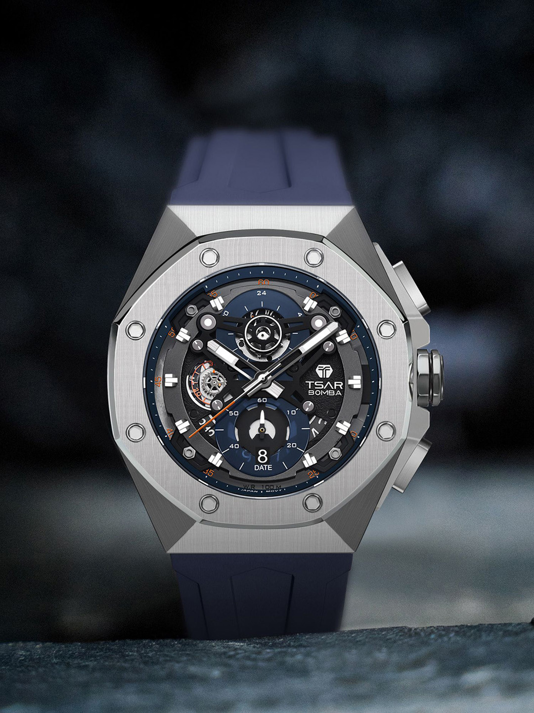 Tsar Bomba Men Brass Dial & Straps Analogue Chronograph Watch TB8805Q-03