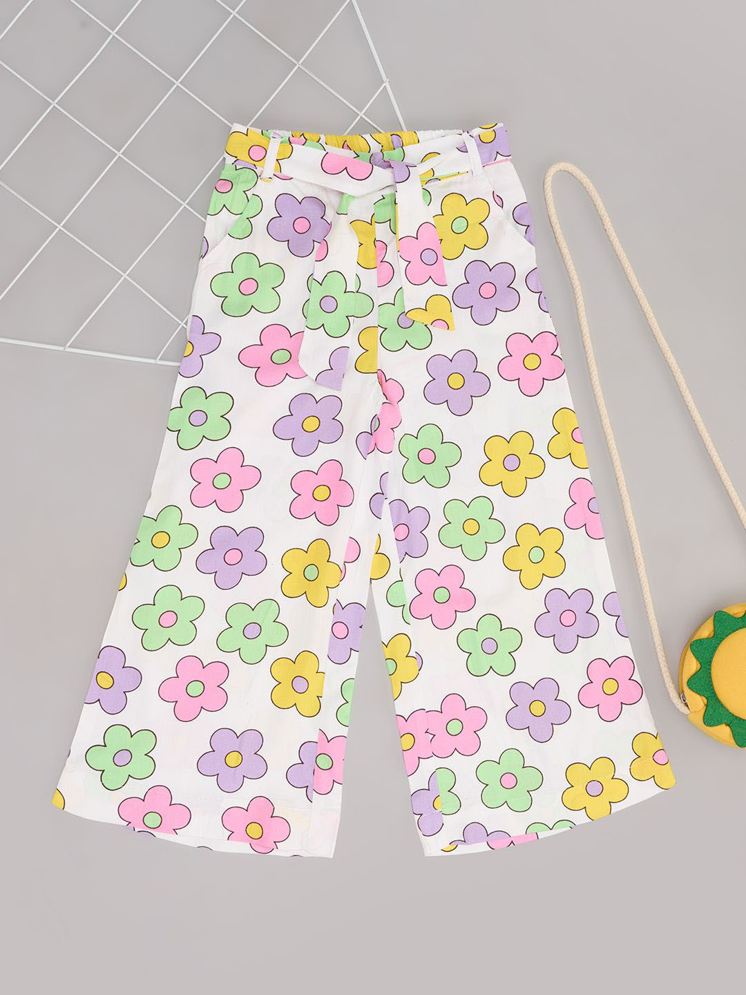 Pantaloons Junior Girls Floral Printed Flared Wide Leg Trousers