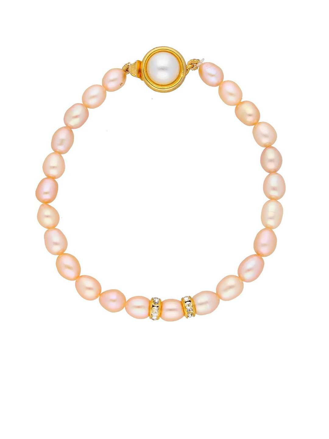 Sri Jagdamba Pearls Dealer Gold-Plated Pearls Oval Bracelet
