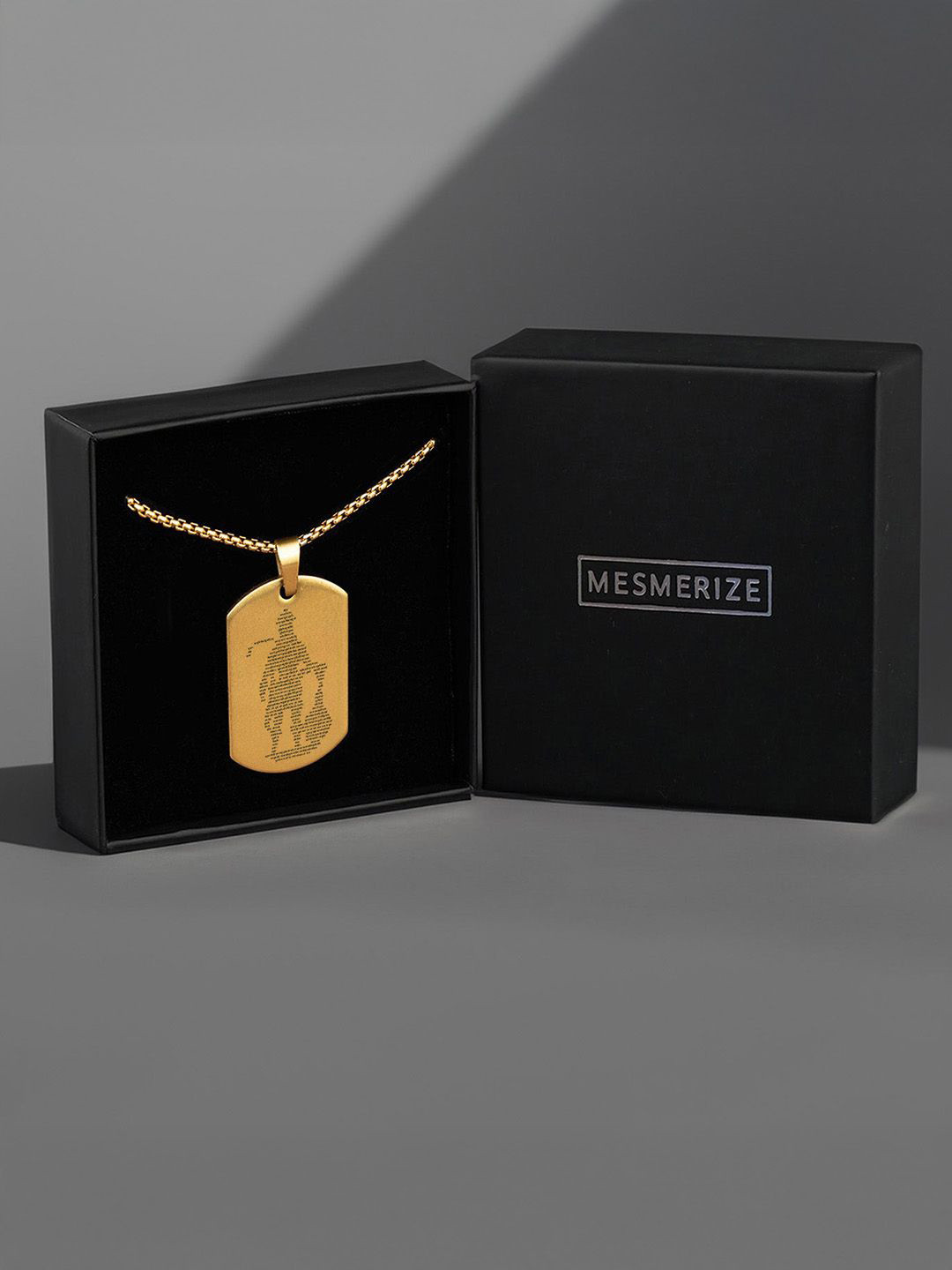 Mesmerize Men Hanuman Chalisa MicroCarved Tag Stainless Steel Pendant With Chain
