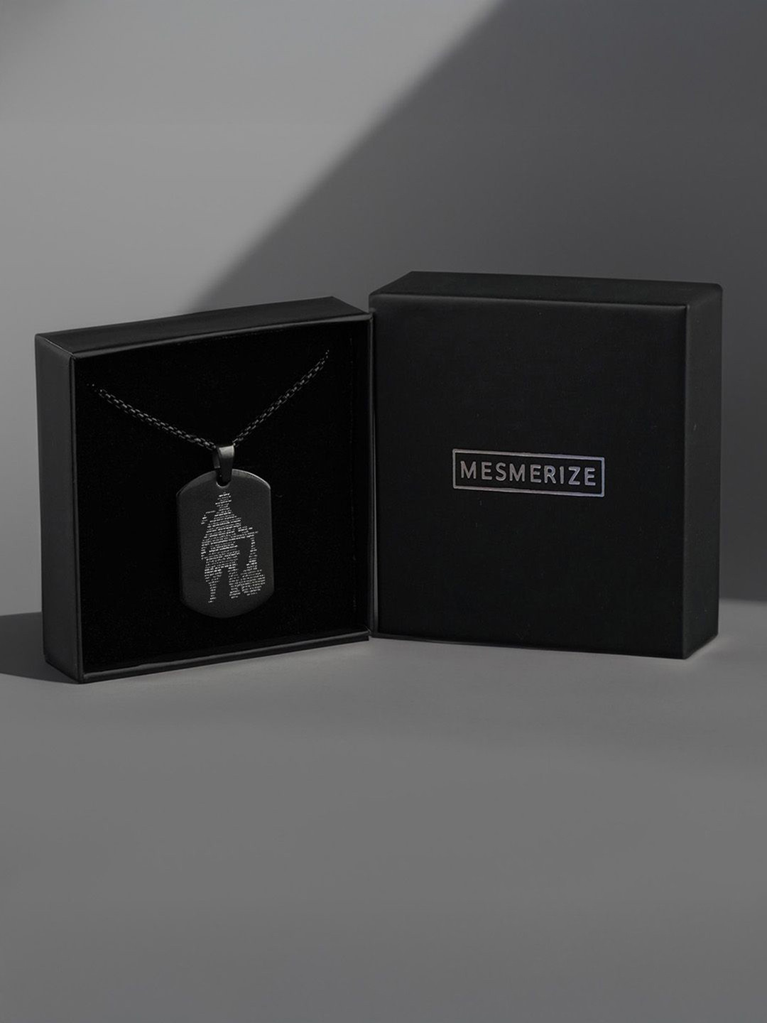 Mesmerize Men Stainless Steel Hanuman Chalisa MicroCarved Tag Pendants with Chains