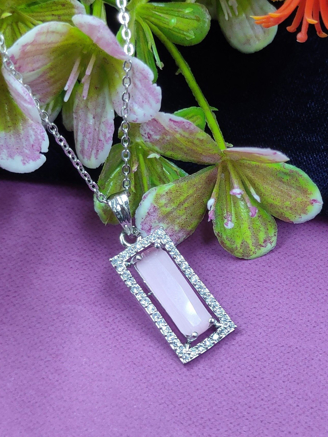 Knigght Angel Jewels Silver-Plated Square Pendants with Chains